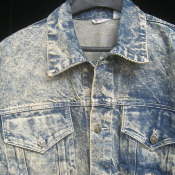 Vintage 80s AIRBRUSH Acid Wash Denim Jean Jacket - Picture 6 of 7